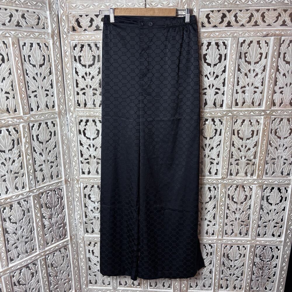 SAVAGE X FENTY BLACK shadow monogram design SATIN MENS lounge pajama pants SZ XL